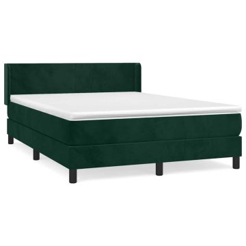 Vidaxl Box spring postelja z vzmetnico temno zelena 140x200 cm žamet