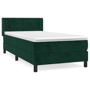 Vidaxl Box spring postelja z vzmetnico temno zelena 90x200 cm žamet