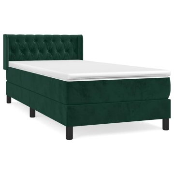 Vidaxl Box spring postelja z vzmetnico temno zelena 90x200 cm žamet