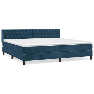 Vidaxl Box spring postelja z vzmetnico temno modra 200x200 cm žamet