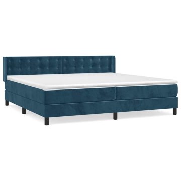 Vidaxl Box spring postelja z vzmetnico temno modra 200x200 cm žamet
