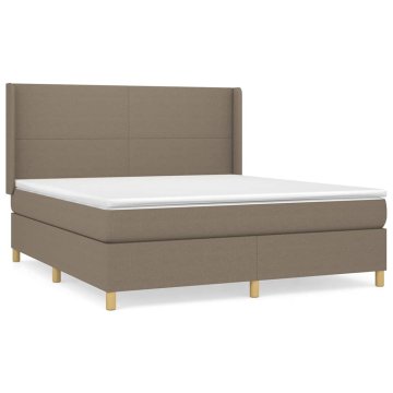 Vidaxl Box spring postelja z vzmetnico taupe 180x200 cm blago