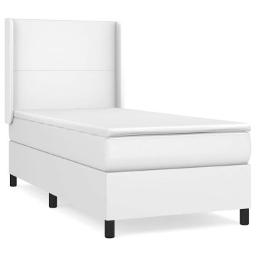 Vidaxl Box spring postelja z vzmetnico bela 80x200 cm umetno usnje