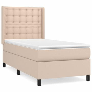 Vidaxl Box spring postelja z vzmetnico kapučino 90x190 cm umetno usnje