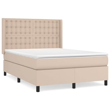 Vidaxl Box spring postelja z vzmetnico kapučino 140x190cm umetno usnje