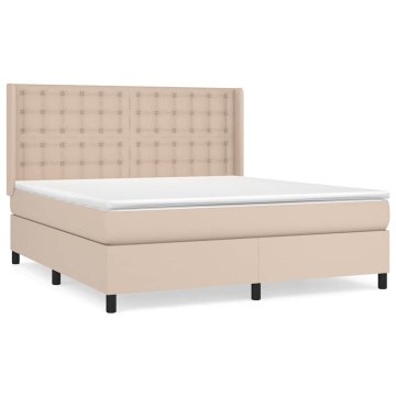 Vidaxl Box spring postelja z vzmetnico kapučino 160x200cm umetno usnje