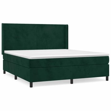 Vidaxl Box spring postelja z vzmetnico temno zelena 160x200 cm žamet