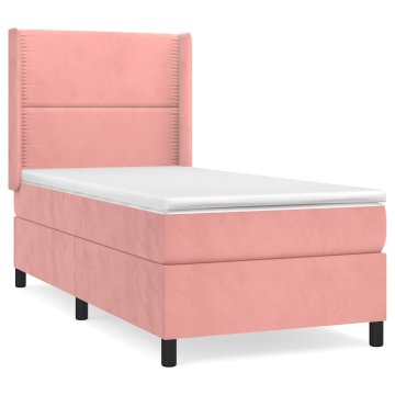 Vidaxl Box spring postelja z vzmetnico roza 80x200 cm žamet