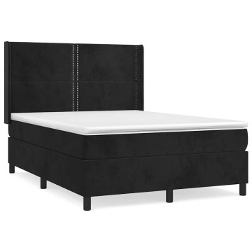 Vidaxl Box spring postelja z vzmetnico črna 140x200 cm žamet