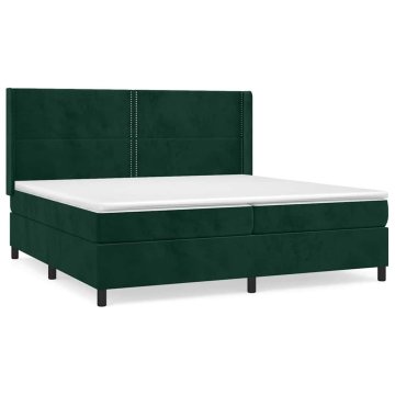 Vidaxl Box spring postelja z vzmetnico temno zelena 200x200 cm žamet