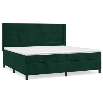 Vidaxl Box spring postelja z vzmetnico temno zelena 200x200 cm žamet