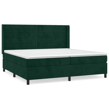 Vidaxl Box spring postelja z vzmetnico temno zelena 200x200 cm žamet