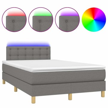 Vidaxl Box spring postelja z vzmetnico LED temno siva 120x200 cm blago