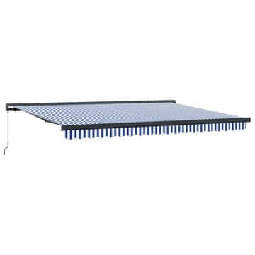 Vidaxl Vlečna tenda Modra in bela 400 × 300 cm Platno in aluminij
