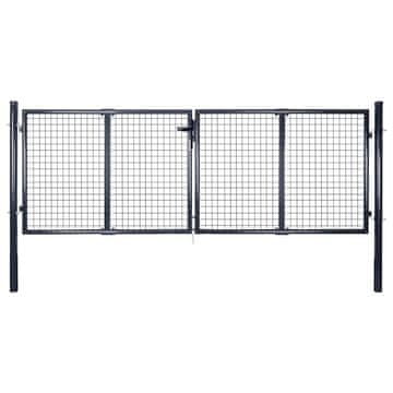 Vidaxl Vrtna mrežasta vrata iz pocinkanega jekla 300 x 75 cm siva