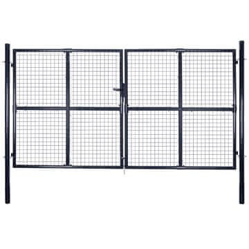 Vidaxl Vrtna mrežasta vrata iz pocinkanega jekla 300 x 200 cm siva
