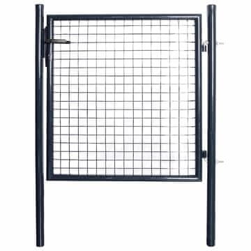 Vidaxl Vrtna mrežasta vrata iz pocinkanega jekla 100x100 cm siva