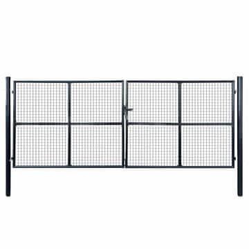 Vidaxl Vrtna mrežasta vrata iz pocinkanega jekla 400 x 150 cm siva