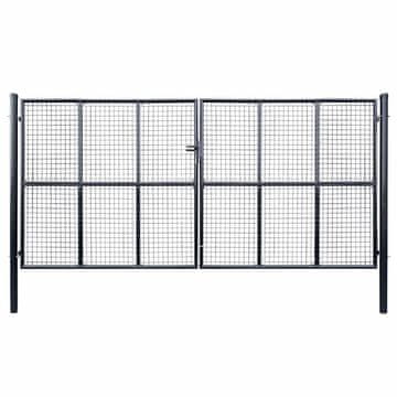 Vidaxl Vrtna mrežasta vrata iz pocinkanega jekla 400 x 175 cm siva