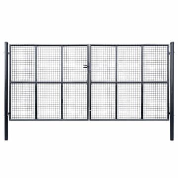 Vidaxl Vrtna mrežasta vrata iz pocinkanega jekla 400 x 200 cm siva