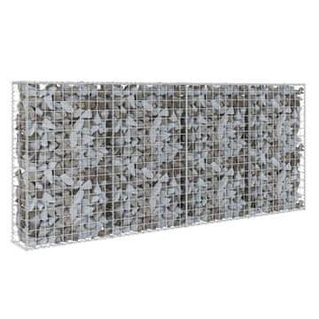 Vidaxl Gabionska stena s pokrovi iz pocinkanega jekla 200x20x85 cm