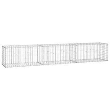 Vidaxl Gabionska stena s pokrovi iz pocinkanega jekla 300x50x50 cm