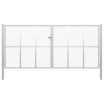 Vidaxl Vrtna vrata iz pocinkanega jekla 400 x 200 cm srebrne barve