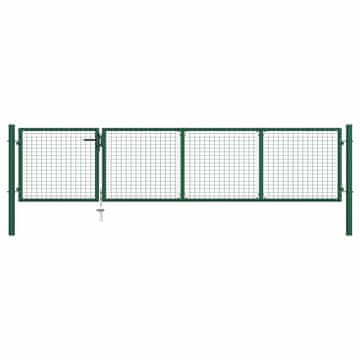 Vidaxl Vrtna vrata iz jekla 350 x 75 cm zelena