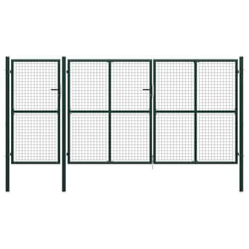 Vidaxl Vrtna vrata iz jekla 400 x 150 cm zelena