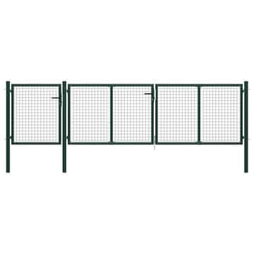 Vidaxl Vrtna vrata iz jekla 400 x 100 cm zelena