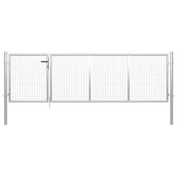 Vidaxl Vrtna vrata iz jekla 350 x 75 cm srebrne barve