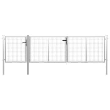 Vidaxl Vrtna vrata iz jekla 400 x 75 cm srebrne barve