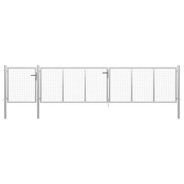 Vidaxl Vrtna vrata iz jekla 500 x 100 cm srebrne barve