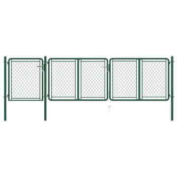 Vidaxl Vrtna vrata iz jekla 400 x 100 cm zelena