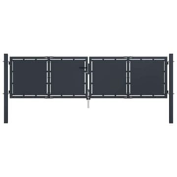 Vidaxl Vrtna vrata iz jekla 300x75 cm antracitna