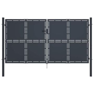 Vidaxl Vrtna vrata iz jekla 300x125 cm antracitna