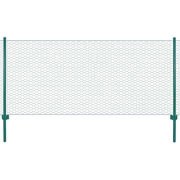 Vidaxl Žična mrežna ograja s stebrički jeklo 25x0,5 m zelena
