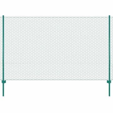 Vidaxl Žična mrežna ograja s stebrički jeklo 25x1,5 m zelena