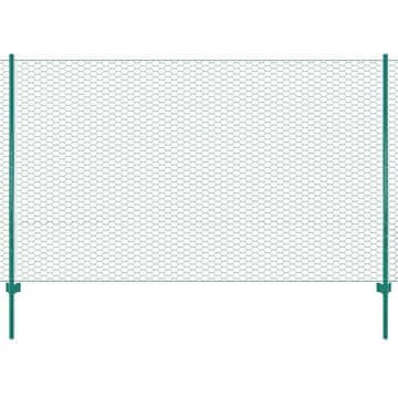 Vidaxl Žična mrežna ograja s stebrički jeklo 25x2 m zelena