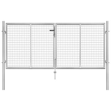 Vidaxl Vrtna vrata iz pocinkanega jekla 306x100 cm srebrne barve