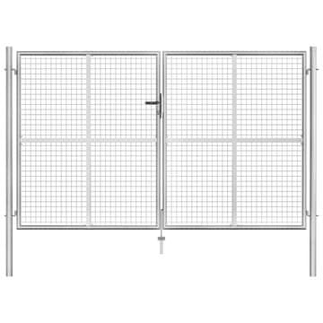 Vidaxl Vrtna vrata iz pocinkanega jekla 306x150 cm srebrne barve