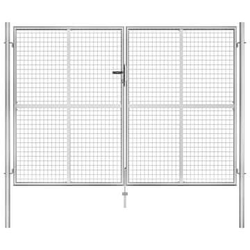 Vidaxl Vrtna vrata iz pocinkanega jekla 306x175 cm srebrne barve