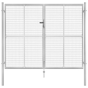 Vidaxl Vrtna vrata iz pocinkanega jekla 306x200 cm srebrne barve