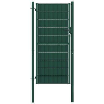 Vidaxl Ograjna vrata PVC in jeklo 100x204 cm zelena