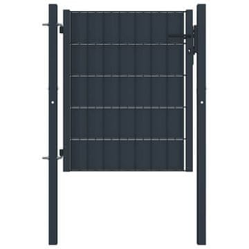Vidaxl Ograjna vrata PVC in jeklo 100x81 cm antracitna