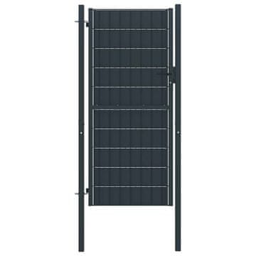 Vidaxl Ograjna vrata PVC in jeklo 100x204 cm antracitna