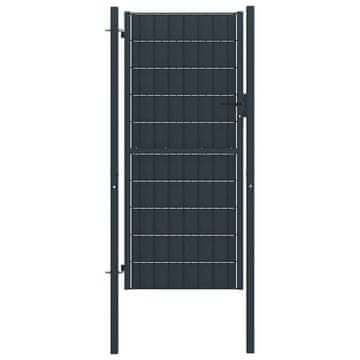 Vidaxl Ograjna vrata PVC in jeklo 100x164 cm antracitna