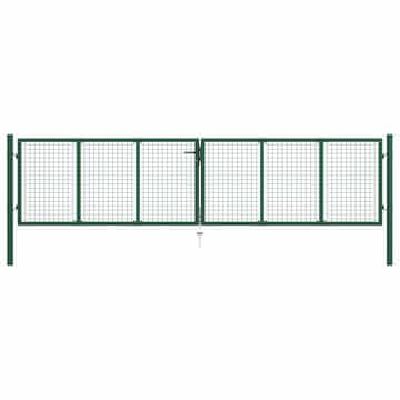 Vidaxl Vrtna mrežasta vrata iz jekla 400 x 75 cm zelena