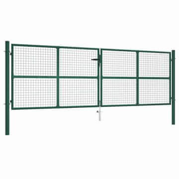 Vidaxl Vrtna mrežasta vrata iz jekla 400 x 125 cm zelena