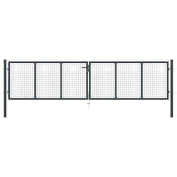 Vidaxl Vrtna mrežasta vrata iz pocinkanega jekla 400 x 100 cm siva